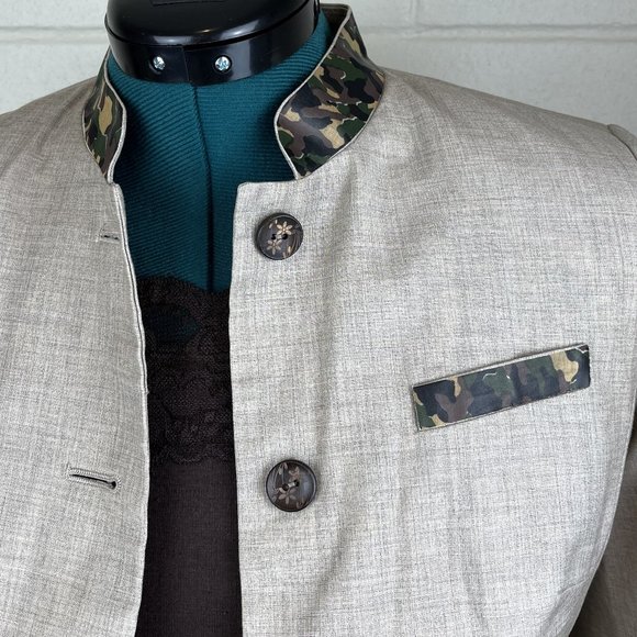 Custom Tan Blazer with Camouflage Embellishments - Picture 4 of 5